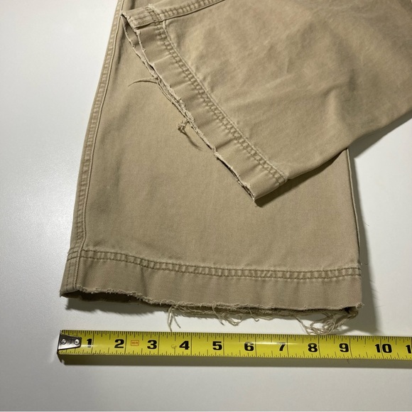 Abercrombie & Fitch Men’s 32R Khakis Chinos Tan Beige Distressed Y2K Zip Fly VTG - Picture 6 of 14